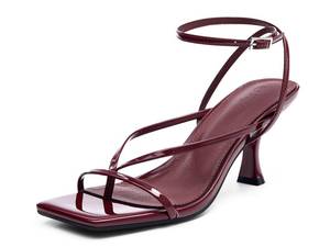 lot 9472 image: PiePieBuy Womens Lace Up Heeled Sandals Square Flip Flop High Heels Strappy Party Shoes