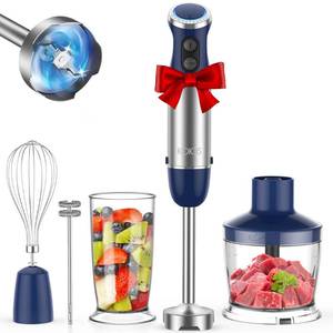 lot 9482 image: KOIOS 5-in-1 Hand Immersion Blender, 12 Speed Adjustable Emulsifier Handheld Blender, 1000W Copper Motor Stainless Steel Blade Hand Mixer with attachments, Blue