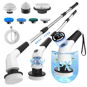 lot 9486 image: Electric Spin Scrubber, Cordless Cleaning Brush with 180 Min Runtime, 3-Speed, 7 Replaceable Brush Heads & Long Detachable Handle, LCD Display (RPMTorqueBattery), for Bathroom, Kitchen, Tile