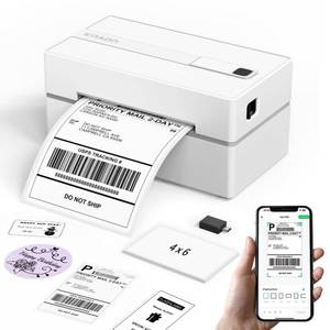 lot 9492 image: KNAON Bluetooth Thermal Shipping Label Printer, 4x6 Portable Thermal Address Label Printer for Small Business, Compatible with iPhone,Android,Windows,Mac��Works with Etsy Shopify USPS&More, White