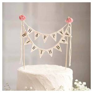 lot 10167 image: Happy Birthday Cake Topper Cake Topper Garland with Pink Rose