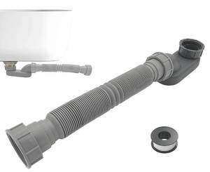 lot 10179 image: 1 12 Inch Tub Drain Kit with Low Profile P Trap,Flexible Drain Pipe for Freestanding Tub, RV Shower, Clawfoot Tub - Low Profile Shower Drain Kit, Easy Installation