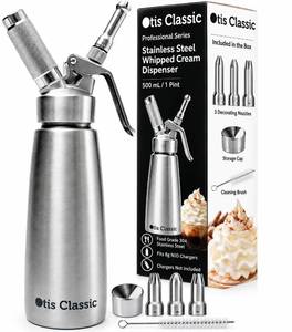 lot 10182 image: Otis Classic Whipped Cream Dispenser 500ml Stainless Steel with 3 Nozzles