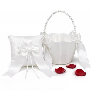 lot 10207 image: Wedding Ring Bearer Pillow and Flower Girl Basket Set