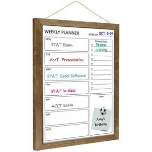 lot 10220 image: Dry Erase White Board Weekly Calendar Board, Magnetic Whiteboard for Wall,13x17 Solid Wood Rustic Brown Framed Message Board, Planner Board for Office, Home, School(Weekly-BB-RB-3343)