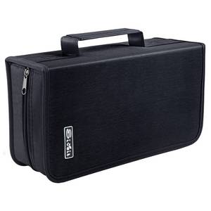 lot 10229 image: Siveit DVD Case, 128 Capacity CDDVD Case Wallet Binder Storage Holder Booklet for Car Home Office and Travel (White binder, Black)