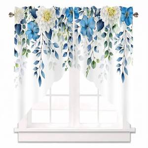 lot 10240 image: AYTTBIS Flower Green Leaves Swag Valances for Windows 1 Pair, 28x36 in
