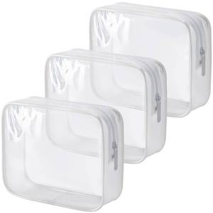 lot 10243 image: TSA Approved Toiletry Bag, 3 Pcs Clear Travel Toiletries Bags, Pearl White