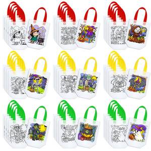 lot 10257 image: Kacctyen 45 Pcs Halloween Coloring Goodie Tote Bag for Kids, DIY Craft Tote