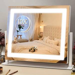 lot 11212 image: ROLOVE Vanity Mirror with Lights, 16x12 Inch, 10X Magnification, White
