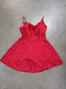 lot 11222 image: Popilush XXL Red Satin-Look Spaghetti Strap Skater Dress