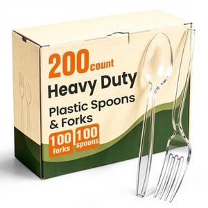 lot 11235 image: Plastic Silverware Set 200 Count 100 Spoons & 100 Forks BPA-Free