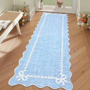 lot 11246 image: GarveeHome Scalloped Hallway Runner Rug 2.5x10 Blue
