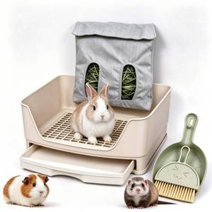 lot 11250 image: Oleisert Large Rabbit Litter Box with Pull-Out Drawer (Brown)
