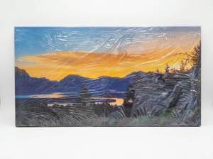lot 11259 image: Landscape Canvas Wall Art Print Sunset Mountain Lake Scene, Horizontal 40x20in