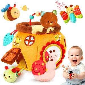 lot 12948 image: Baby Sensory Honey Jar Toy with 6 Stuffed Animals, 0-12 Months