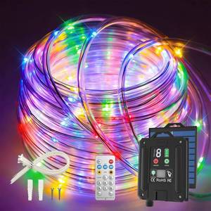 lot 12950 image: ICRGB Solar Rope Lights 66FT 200 LED Outdoor Waterproof IP67
