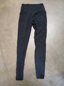 lot 12971 image: Black Full-Length Leggings with Wide Waistband, Size Large