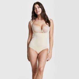 lot 12974 image: ASSETS by SPANX Womens Remarkable Results Open-Bust Brief Bodysuit Beige L