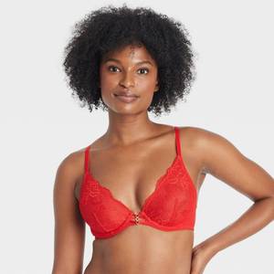 lot 12982 image: Auden Womens Fishnet Lace Unlined Bra Red 36D 90237402