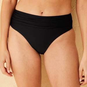 lot 12990 image: Shade & Shore Womens Mid-Rise Shirred Waistband Bikini Bottom Black Size S