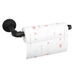 lot 13006 image: Jeasor Industrial Iron Pipe Paper Towel Holder Wall Mount Black