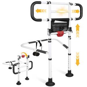 lot 13014 image: Easymake Foldable Bed Safety Rail with Night Light, 400 lb Capacity
