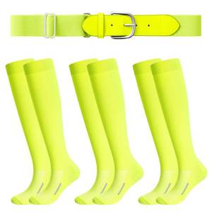 lot 13041 image: Haysandy Softball Socks & Belt Combo 3 Pairs Youth S Neon Yellow