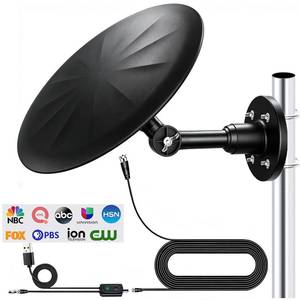lot 13049 image: GZMJRD Omnidirectional Outdoor TV Antenna with 35 Ft Coax Cable, Black