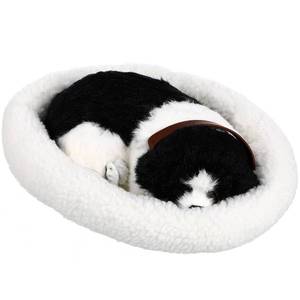 lot 13050 image: BESTOYARD Breathing Black Border Collie Plush Dog 12-Inch