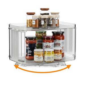 lot 13070 image: FIRJOY 2-Tier Lazy Susan Organizer 14 x 10 Inch Clear Rectangular