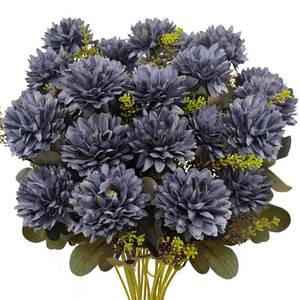 lot 13953 image: Guagb Artificial Fall Mums 2 Pcs 18 Heads Silk Chrysanthemums Light Blue