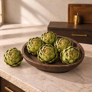 lot 13954 image: Timgle Green Faux Artichokes 6 Pcs Large Decorative