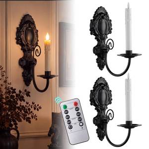 lot 13956 image: Ferrochef Set of 2 Wall Candle Sconces with Flameless Candles and Remote