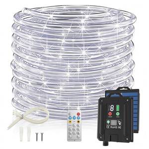 lot 13961 image: ICRGB Solar Rope Lights 66FT 200LED 1800mAh Outdoor IP67 White