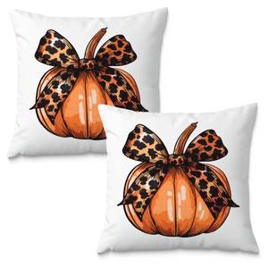 lot 14019 image: Fuasei Fall Pumpkin Pillow Covers 18x18 Set of 2 Autumn Leopard Bow