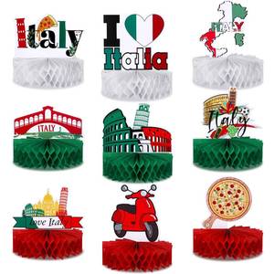 lot 14028 image: Spiareal 9 Pcs Italy Theme Honeycomb Table Centerpieces Party Decorations