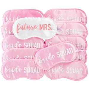lot 14046 image: Juvale Bachelorette Party Sleep Mask Set Pack of 12 4 x 8 in Pink & White