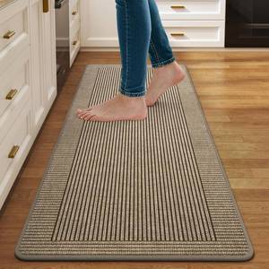 lot 14052 image: QiCaiJia Non-Slip Kitchen Rug Runner Mat 17x47 Brown
