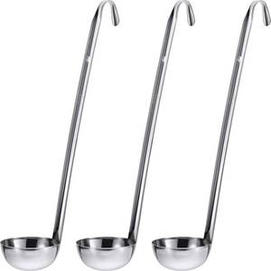 lot 14054 image: Meekoo 3 Pieces Stainless Steel Ladles 1 Oz Pouring Rim Long Handle