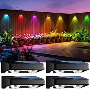 lot 14078 image: Solar Fence Lights Outdoor 4 Pack Color Changing IP65 Waterproof