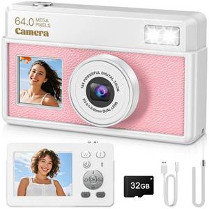 lot 14079 image: VisionX 4K UHD Digital Camera 64MP Autofocus 2.8 Inch Screen Pink