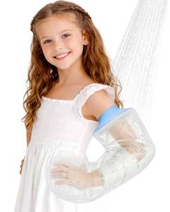 lot 14081 image: Quiheat Waterproof Kids Cast Cover for Shower Arm, Light Blue, Arm-M