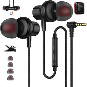 lot 14496 image: ASKUBSKU Wired Earbuds With Mic 3.5mm 5.9 Ft Cord Black