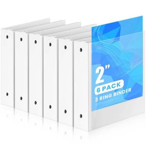 lot 19012 image: Henoyso Mini Clear View 3 Ring Binders 2 Inch 6 Pack 5.5 x 8.5 White