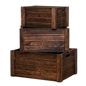 lot 19019 image: VDEHOM Nesting Wooden Storage Crates Set Of 3 Solid Wood Large Medium Small