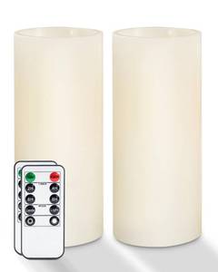 lot 19036 image: Homemory Real Wax Flickering Flameless Pillar Candles 9 x 3 Battery Operated (Minor Cosmetic Damage, Candle Warpped)