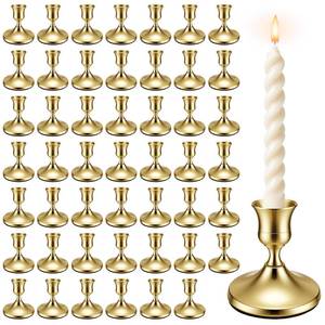 lot 19044 image: VZZNN Brass Gold Taper Candle Holders 48 Pack