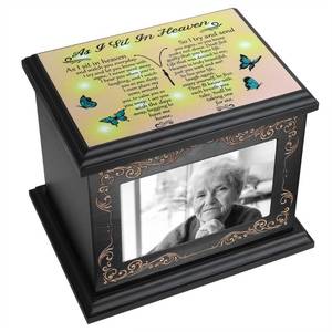 lot 19046 image: ADMLC Wooden Cremation Urn for Human Ashes 200 Cubic Inch with Photo Frame