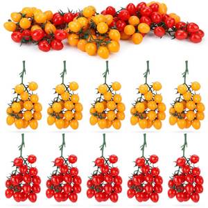 lot 19062 image: Ripeng 10 Pack Artificial Cherry Tomatoes on Vine 7.09 Inch Red Yellow